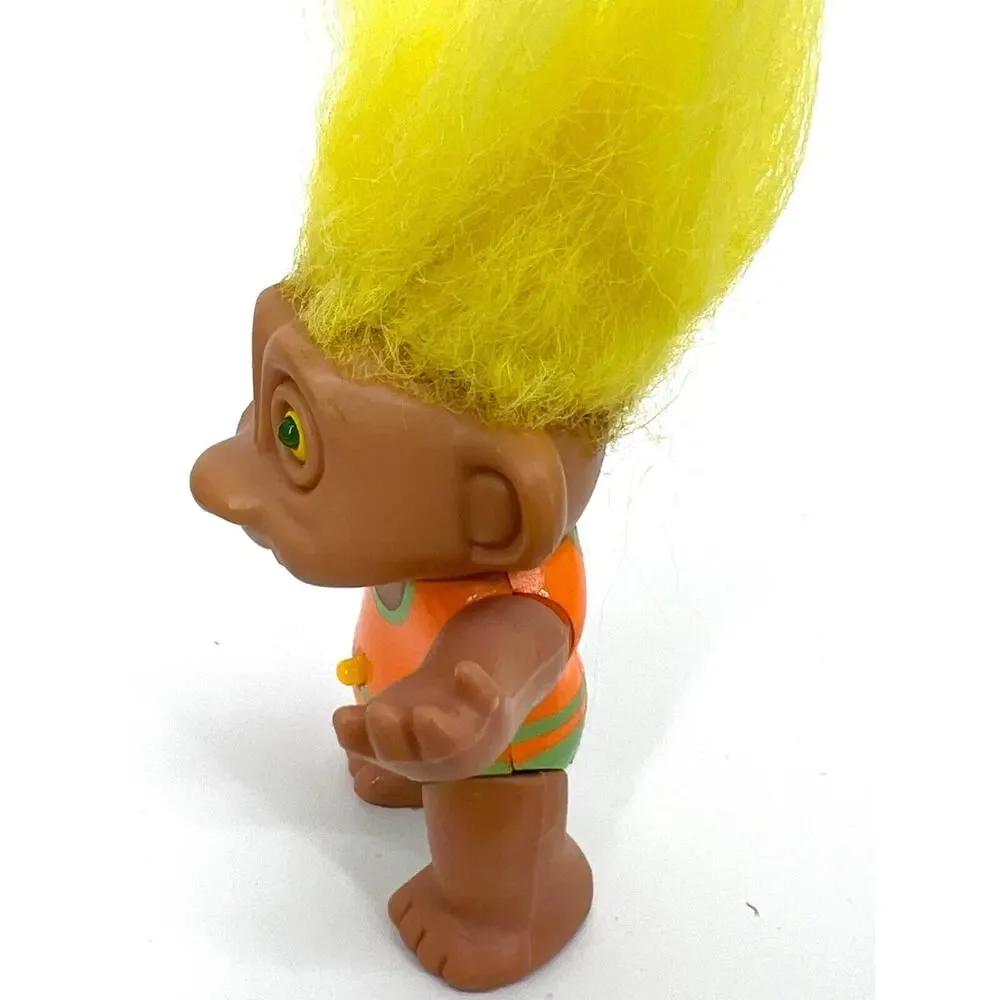 Vintage Soma Lucky Troll Doll Yellow Hair Yellow Eyes Interactive Eyes Light Up